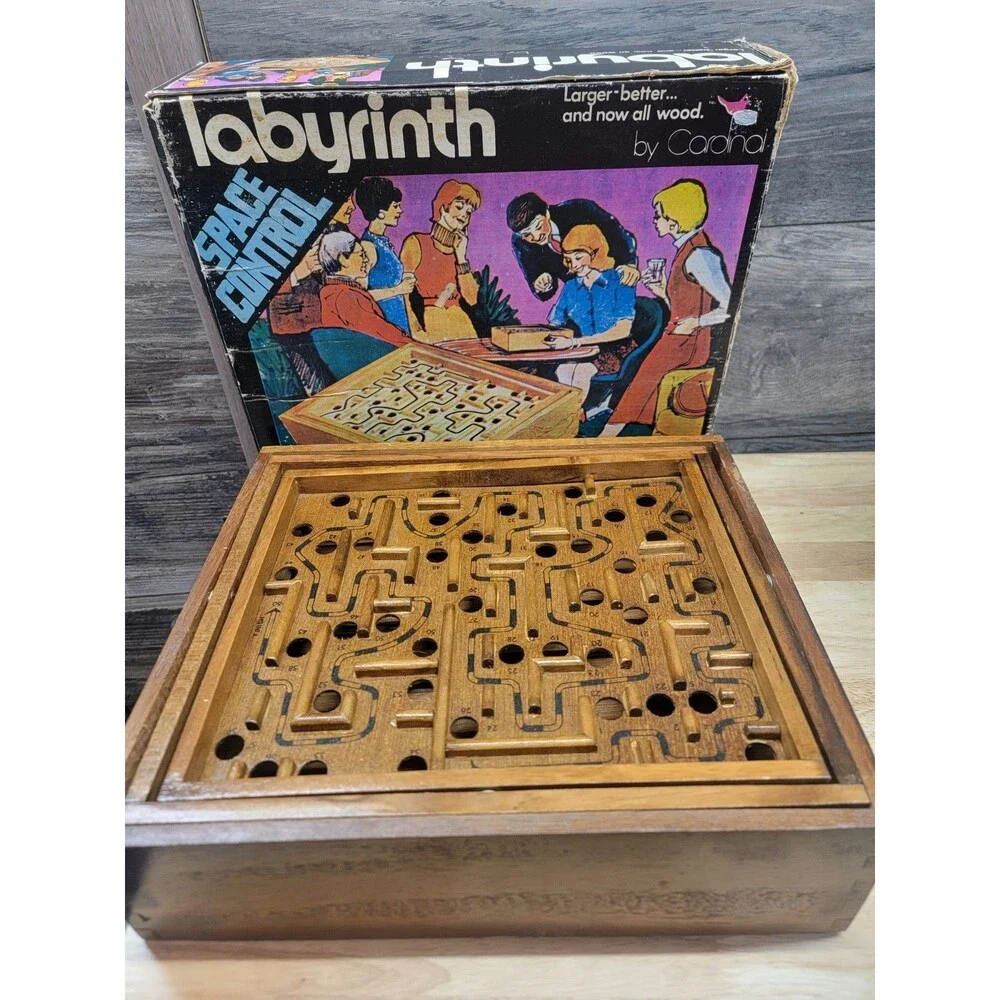 Vintage Original Labyrinth Space Control Game, Wooden, No Ball
